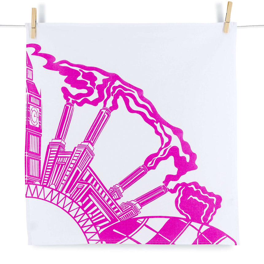 Pink Wheel of London - Tea Towel